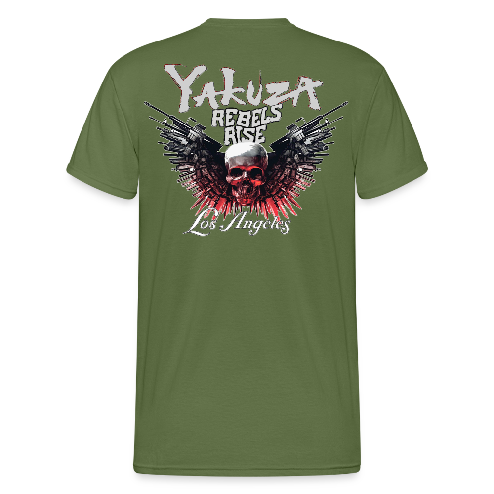 Herren Yakuza T-Shirt Rundhals Unisex Streetwear Gildan 100% Baumwolle - Militärgrün