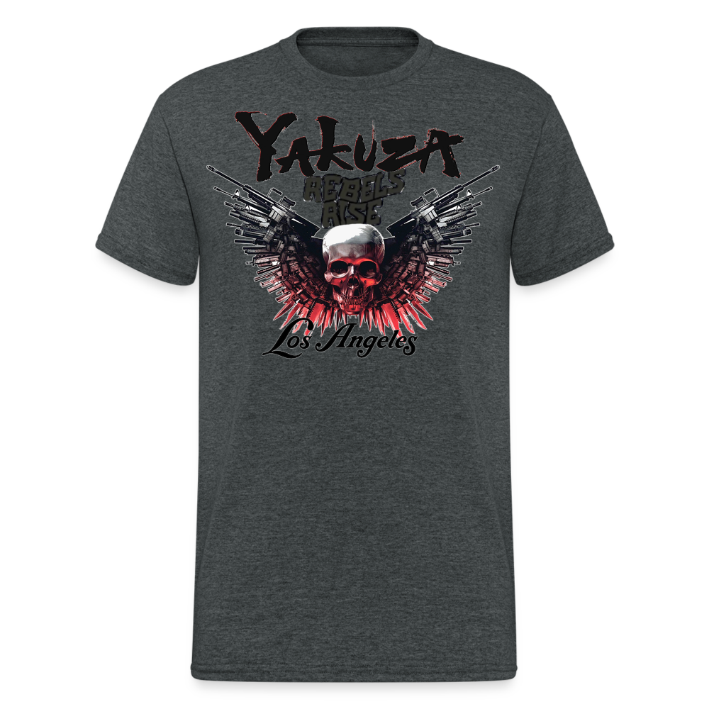 Herren Yakuza T-Shirt Rundhals Unisex Streetwear Gildan 100% Baumwolle - Dunkelgrau meliert