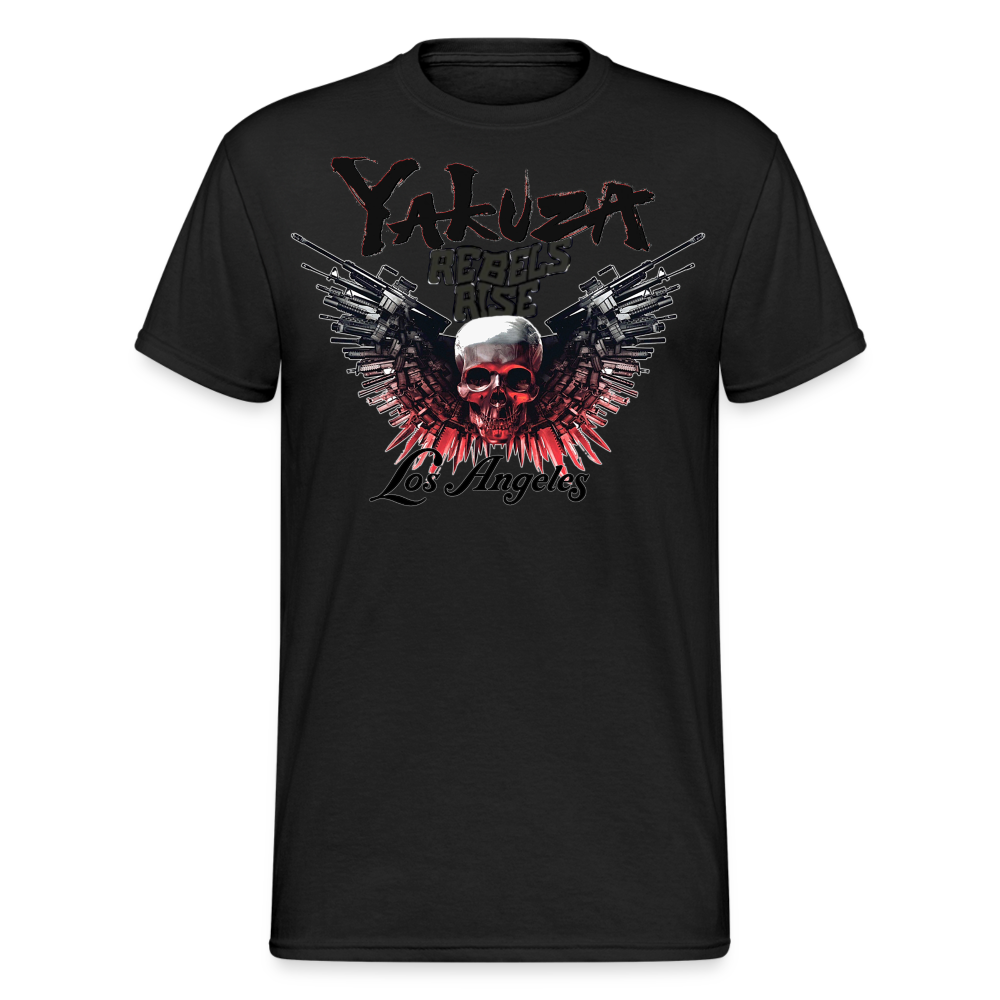 Herren Yakuza T-Shirt Rundhals Unisex Streetwear Gildan 100% Baumwolle - Schwarz
