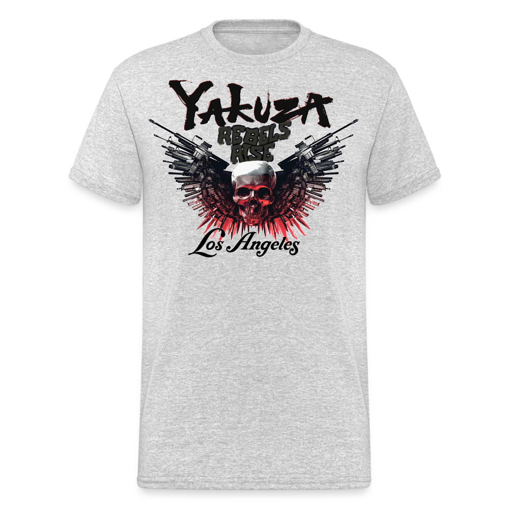 Herren Yakuza T-Shirt Rundhals Unisex Streetwear Gildan 100% Baumwolle - Grau meliert