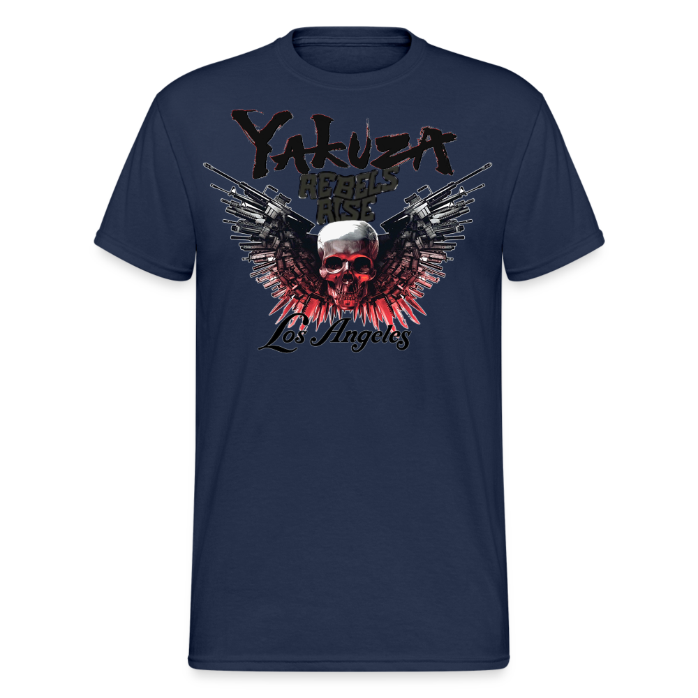 Herren Yakuza T-Shirt Rundhals Unisex Streetwear Gildan 100% Baumwolle - Navy