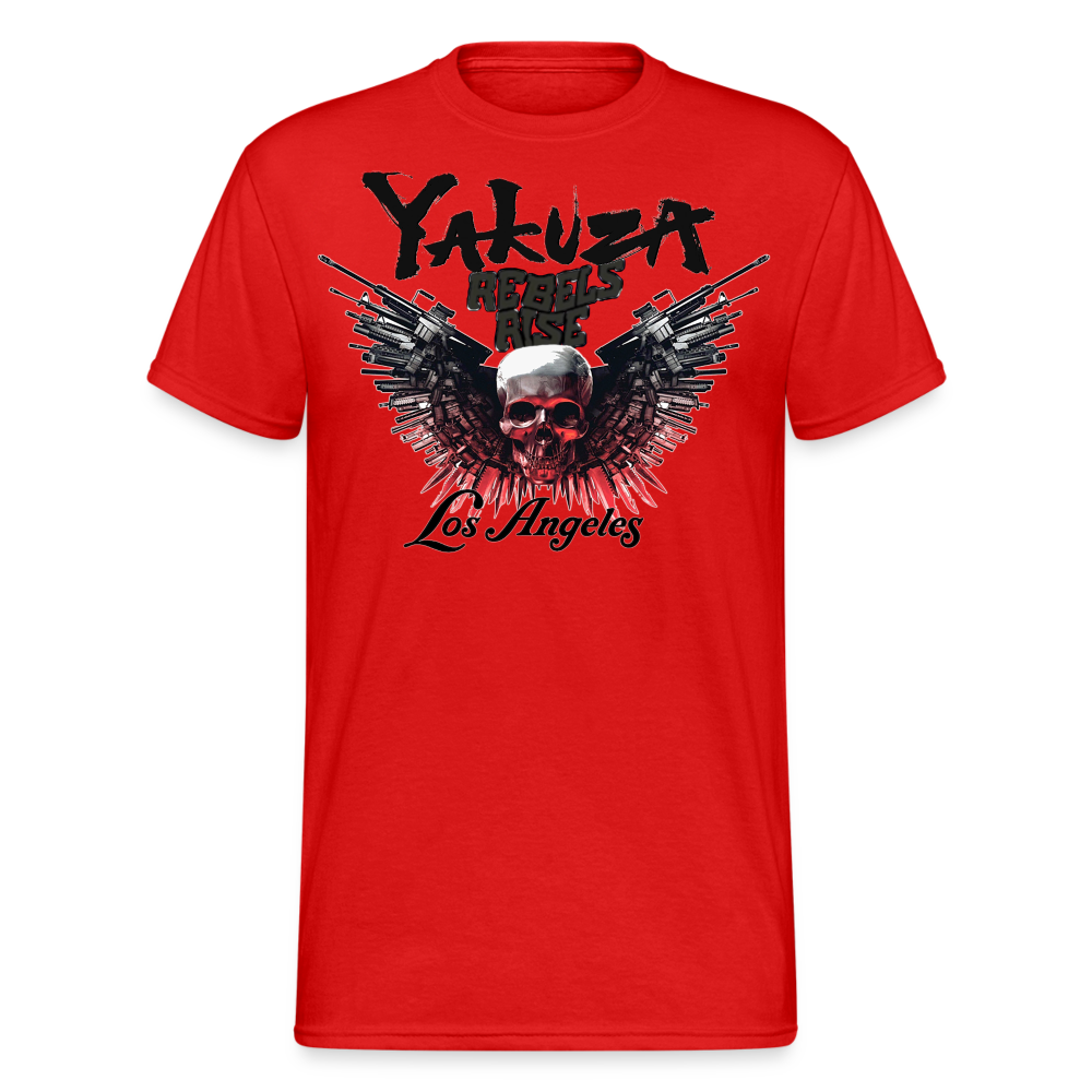 Herren Yakuza T-Shirt Rundhals Unisex Streetwear Gildan 100% Baumwolle - Rot