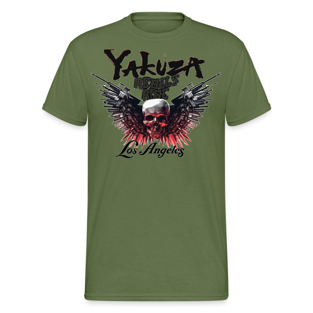 Herren Yakuza T-Shirt Rundhals Unisex Streetwear Gildan 100% Baumwolle - Militärgrün