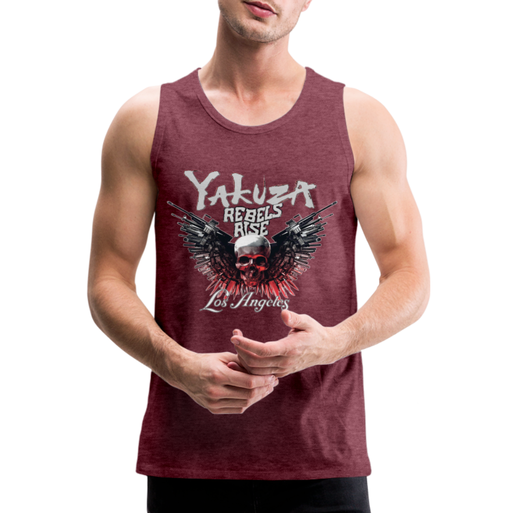 Männer Premium Tanktop T-Shirt Yakuza Muskelshirt Achselshirt - Bordeauxrot meliert