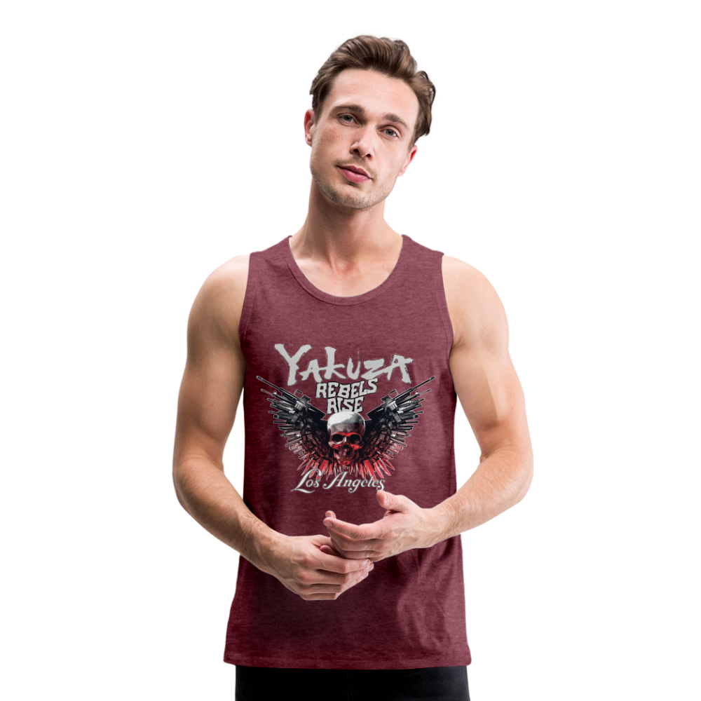 Männer Premium Tanktop T-Shirt Yakuza Muskelshirt Achselshirt - Bordeauxrot meliert