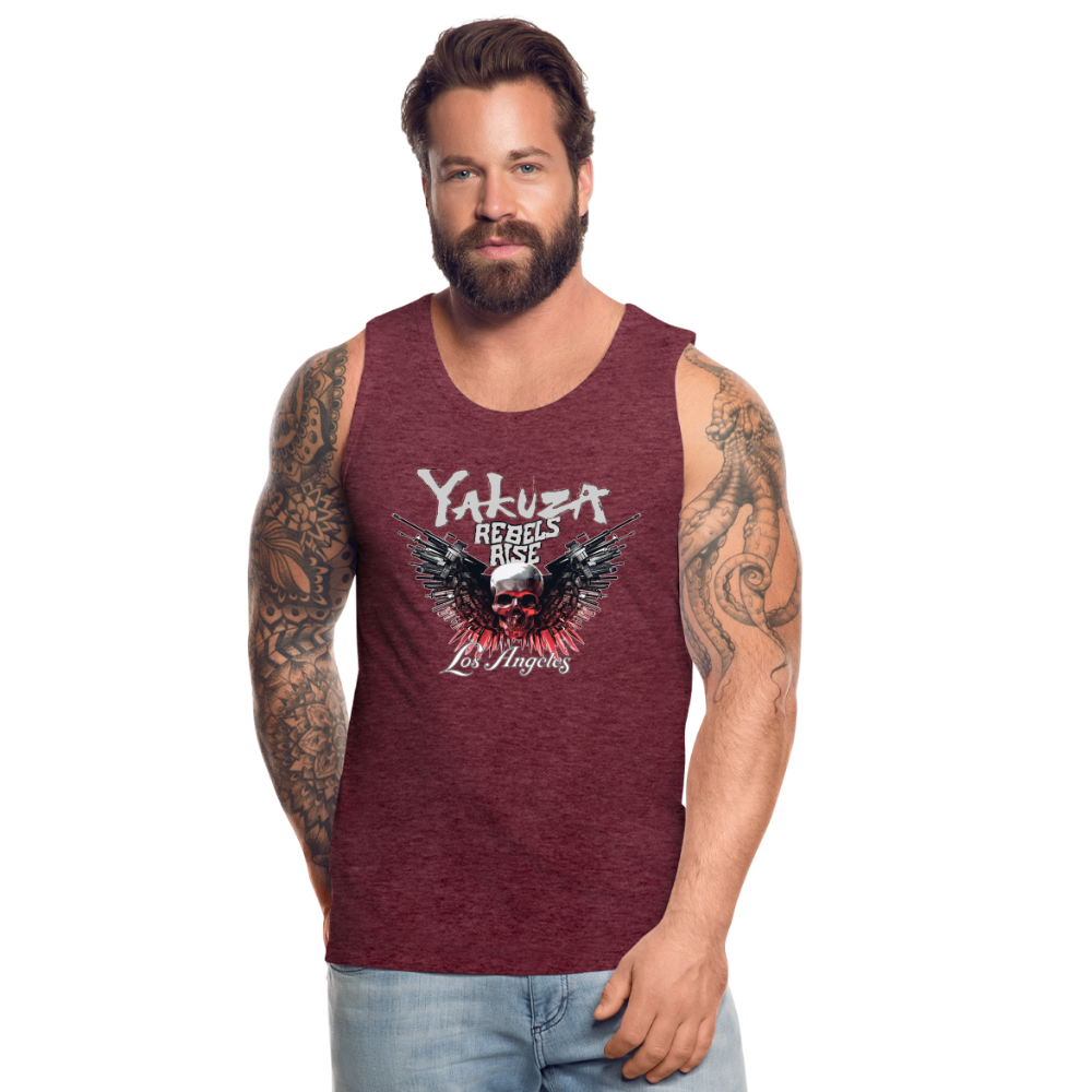 Männer Premium Tanktop T-Shirt Yakuza Muskelshirt Achselshirt - Bordeauxrot meliert