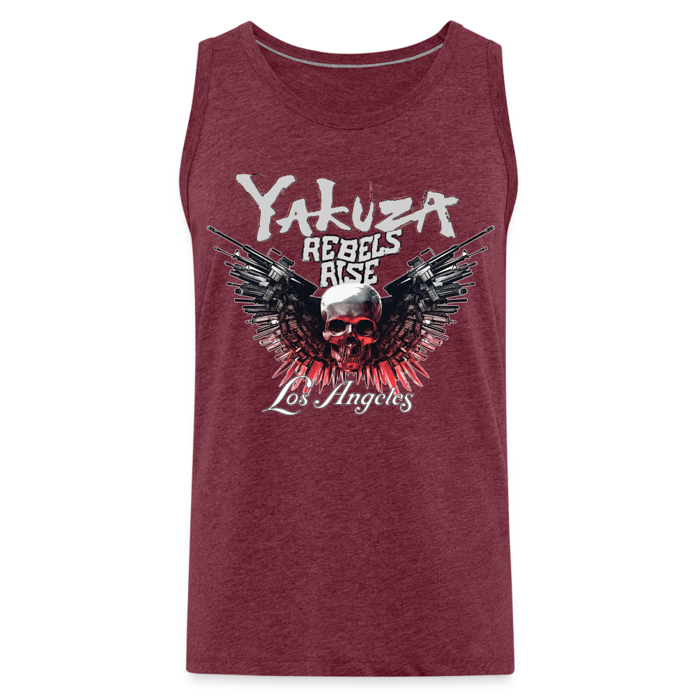 Männer Premium Tanktop T-Shirt Yakuza Muskelshirt Achselshirt - Bordeauxrot meliert