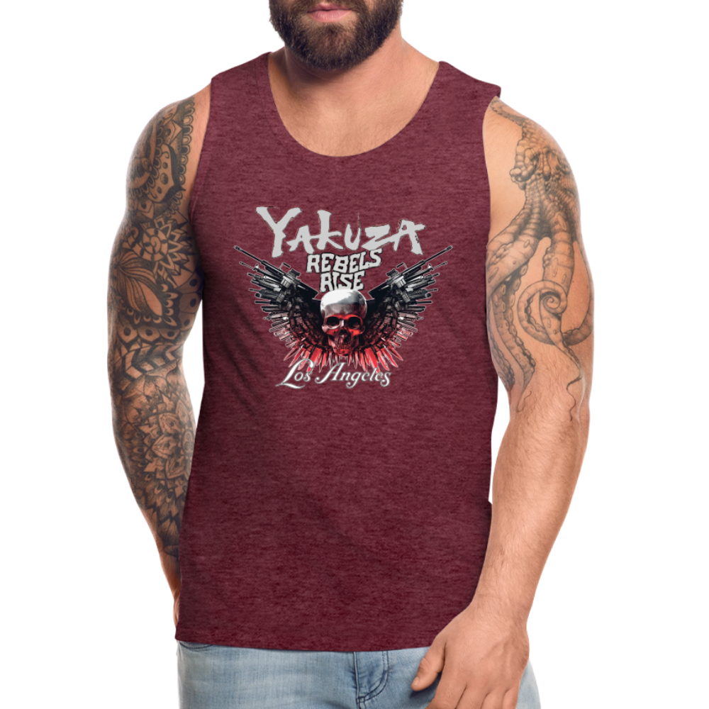 Männer Premium Tanktop T-Shirt Yakuza Muskelshirt Achselshirt - Bordeauxrot meliert