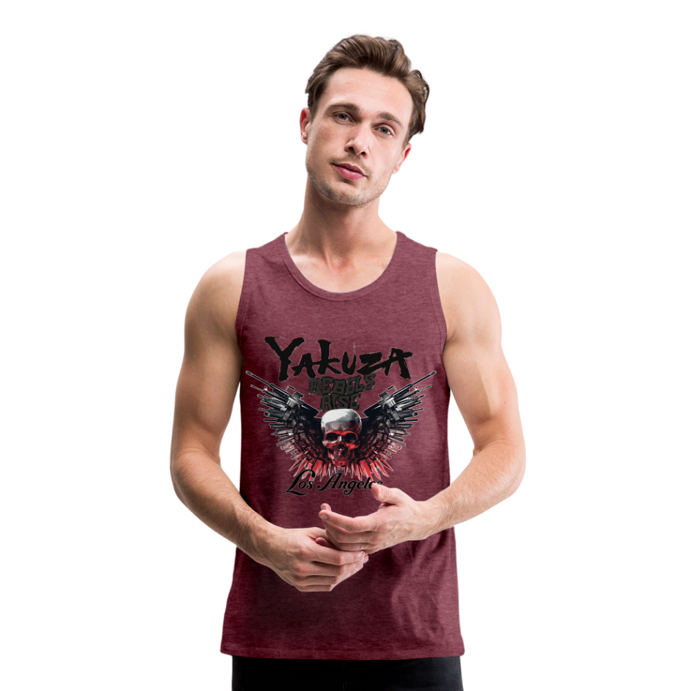 Männer Premium Tanktop T-Shirt Yakuza Muskelshirt Achselshirt - Bordeauxrot meliert