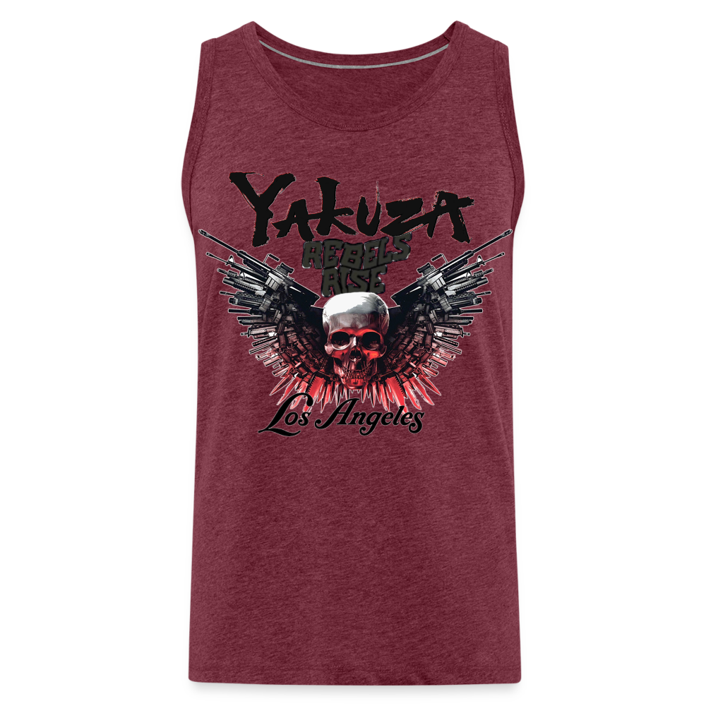 Männer Premium Tanktop T-Shirt Yakuza Muskelshirt Achselshirt - Bordeauxrot meliert