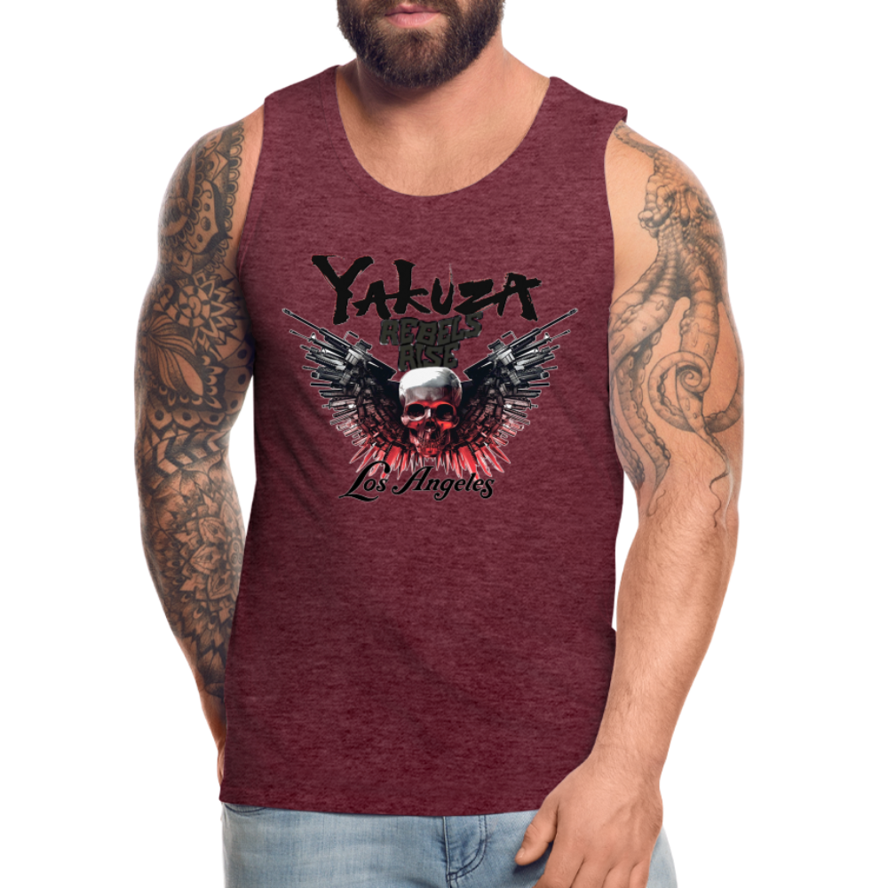Männer Premium Tanktop T-Shirt Yakuza Muskelshirt Achselshirt - Bordeauxrot meliert