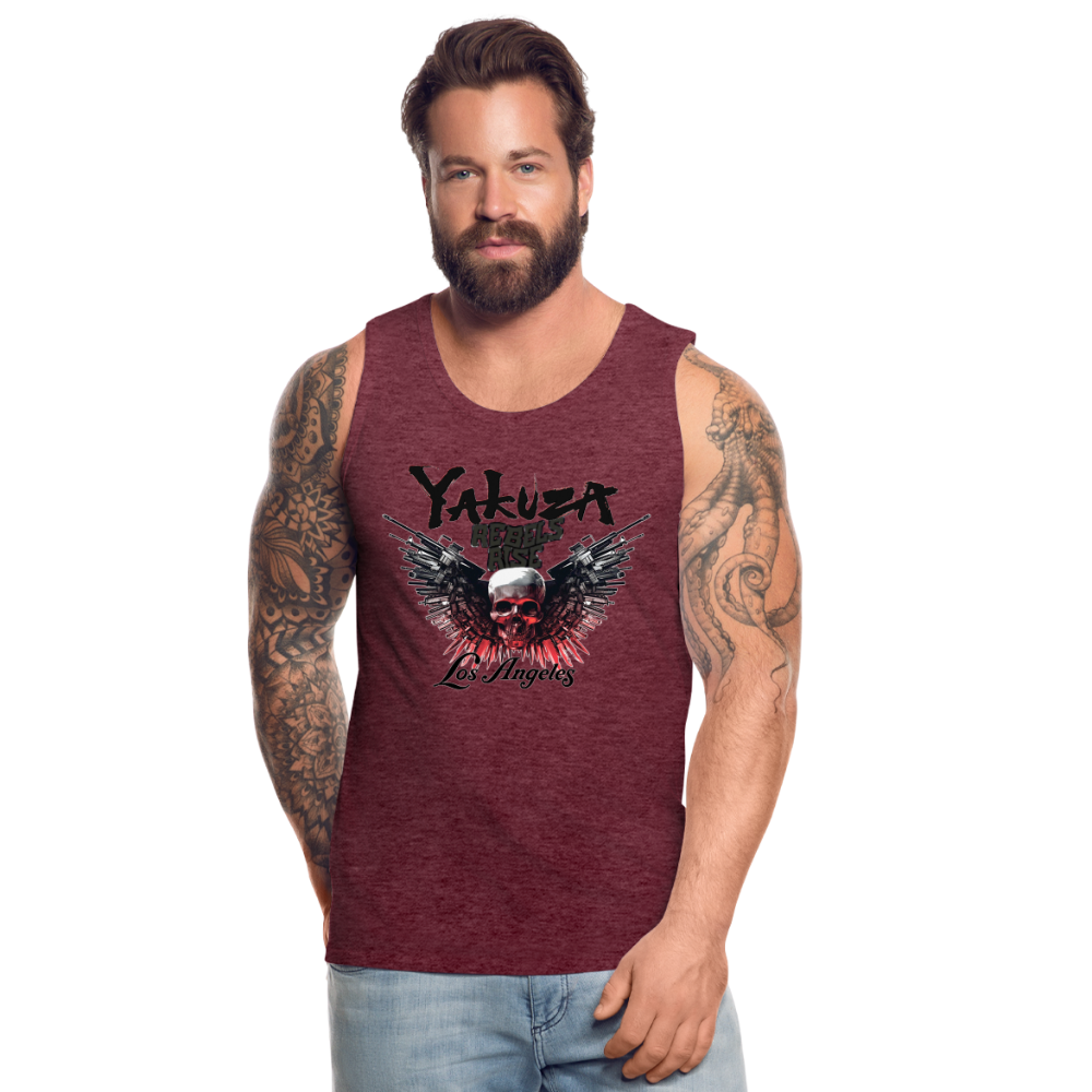 Männer Premium Tanktop T-Shirt Yakuza Muskelshirt Achselshirt - Bordeauxrot meliert