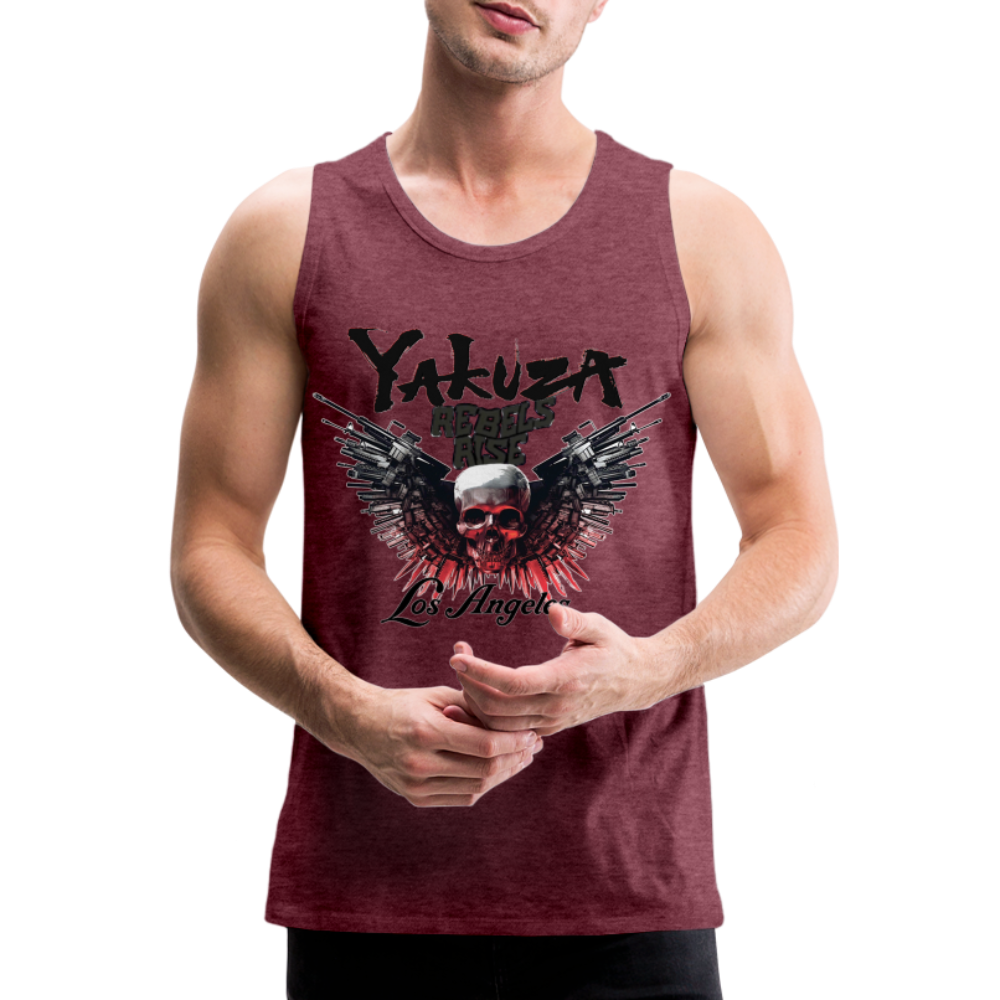 Männer Premium Tanktop T-Shirt Yakuza Muskelshirt Achselshirt - Bordeauxrot meliert