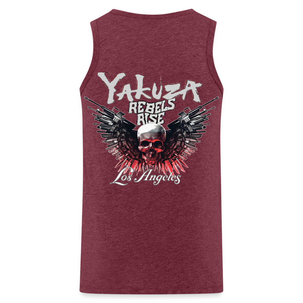 Männer Premium Tanktop T-Shirt Yakuza Muskelshirt Achselshirt - Bordeauxrot meliert