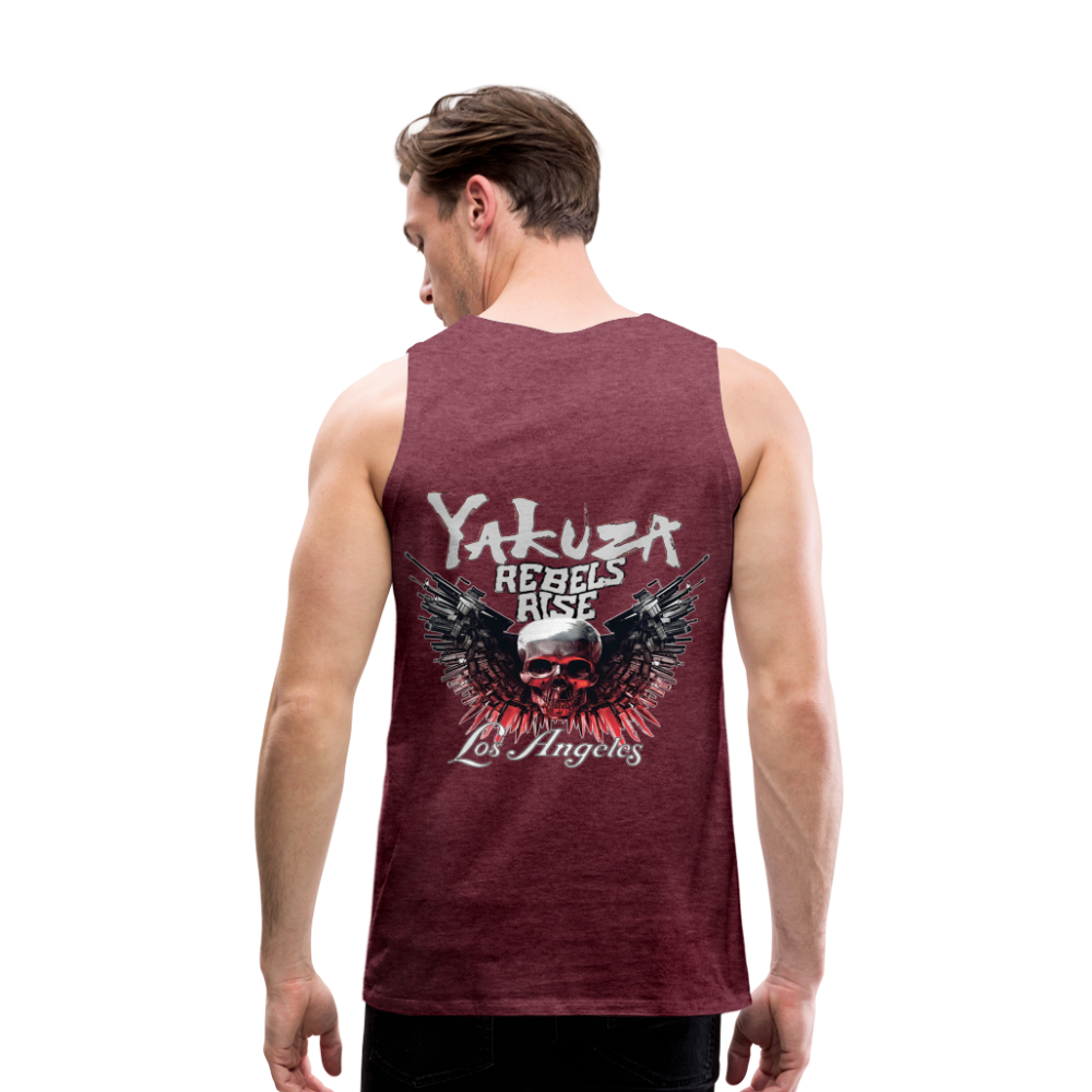 Männer Premium Tanktop T-Shirt Yakuza Muskelshirt Achselshirt - Bordeauxrot meliert