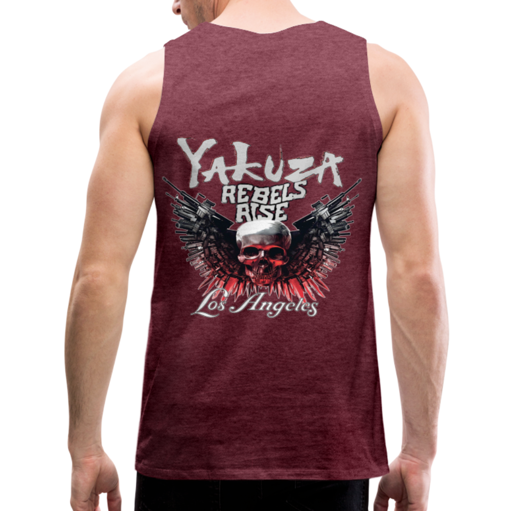 Männer Premium Tanktop T-Shirt Yakuza Muskelshirt Achselshirt - Bordeauxrot meliert