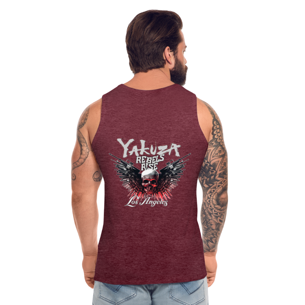 Männer Premium Tanktop T-Shirt Yakuza Muskelshirt Achselshirt - Bordeauxrot meliert