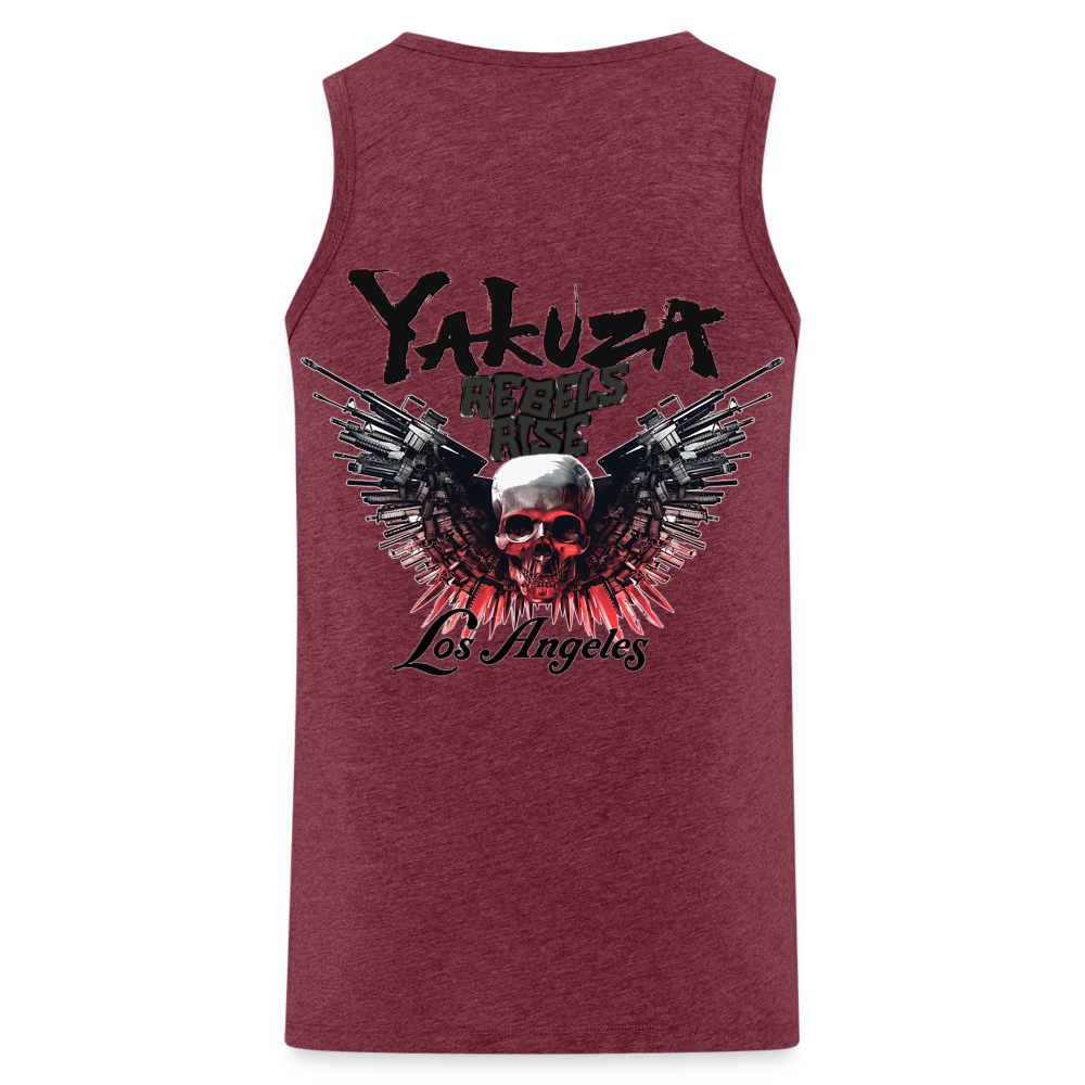 Männer Premium Tanktop T-Shirt Yakuza Muskelshirt Achselshirt - Bordeauxrot meliert