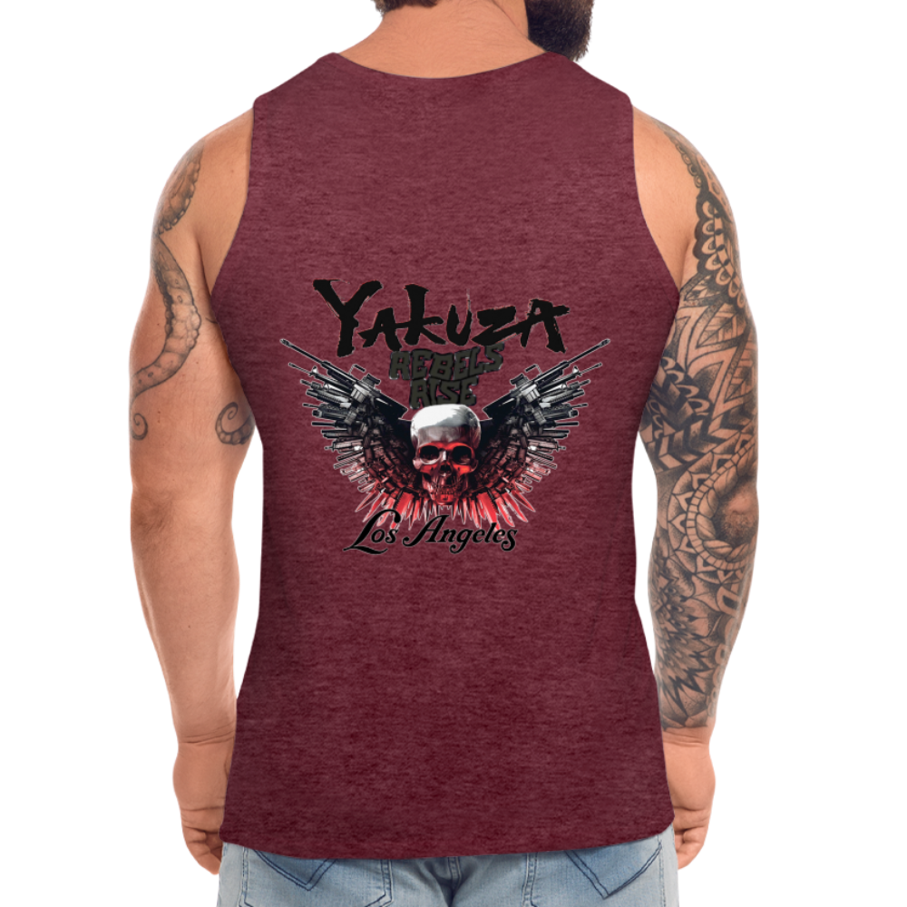 Männer Premium Tanktop T-Shirt Yakuza Muskelshirt Achselshirt - Bordeauxrot meliert