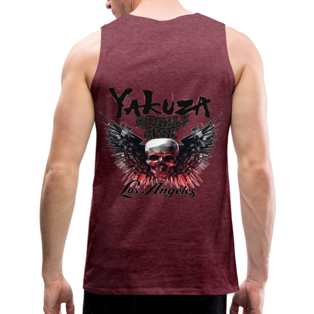 Männer Premium Tanktop T-Shirt Yakuza Muskelshirt Achselshirt - Bordeauxrot meliert