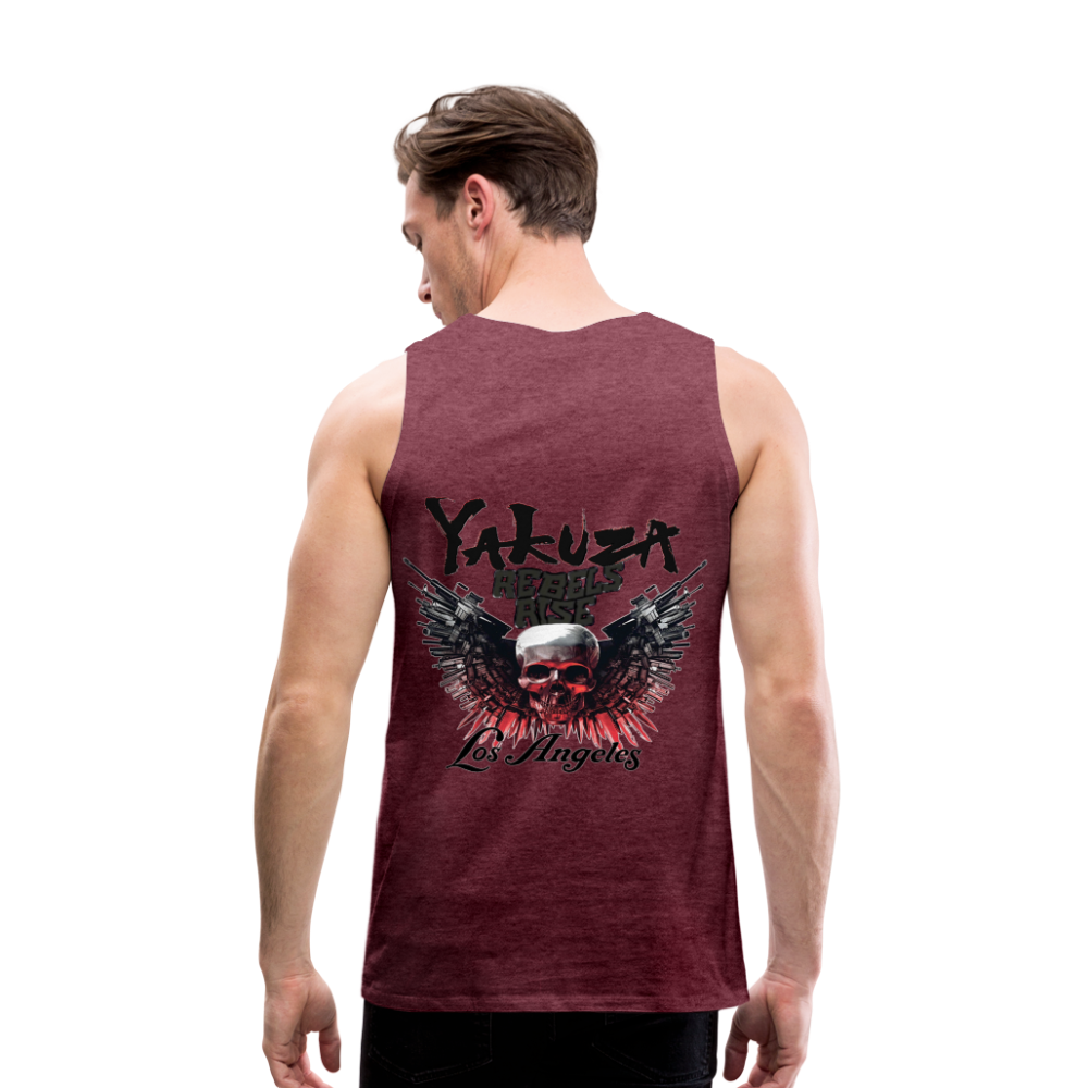 Männer Premium Tanktop T-Shirt Yakuza Muskelshirt Achselshirt - Bordeauxrot meliert