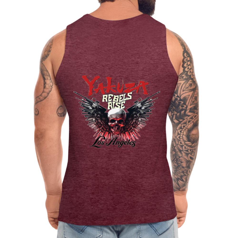 Männer Premium Tanktop T-Shirt Yakuza Muskelshirt Achselshirt - Bordeauxrot meliert