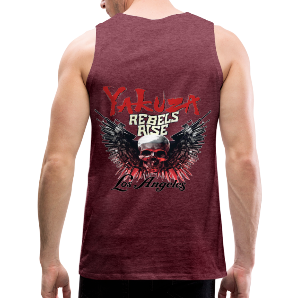 Männer Premium Tanktop T-Shirt Yakuza Muskelshirt Achselshirt - Bordeauxrot meliert