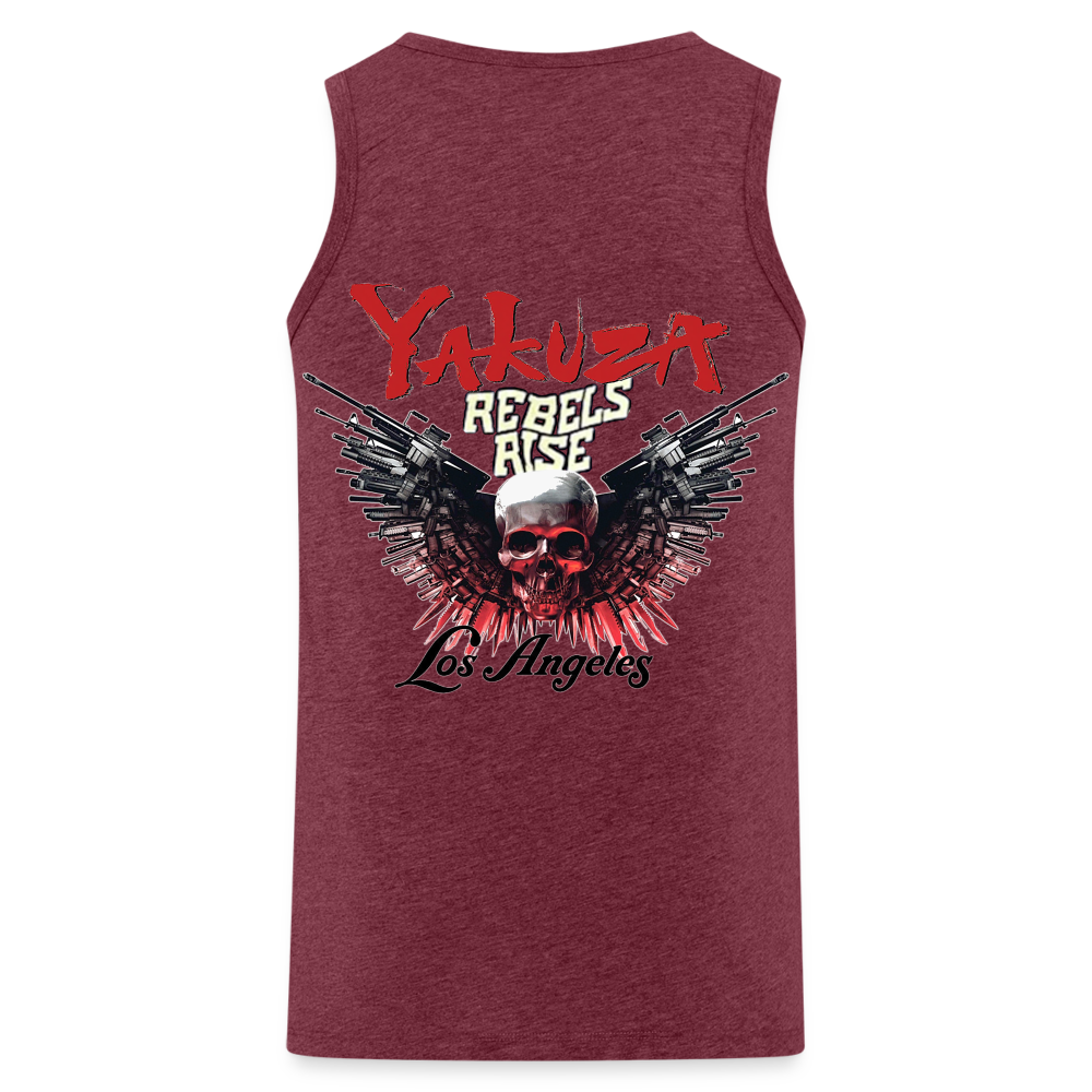 Männer Premium Tanktop T-Shirt Yakuza Muskelshirt Achselshirt - Bordeauxrot meliert