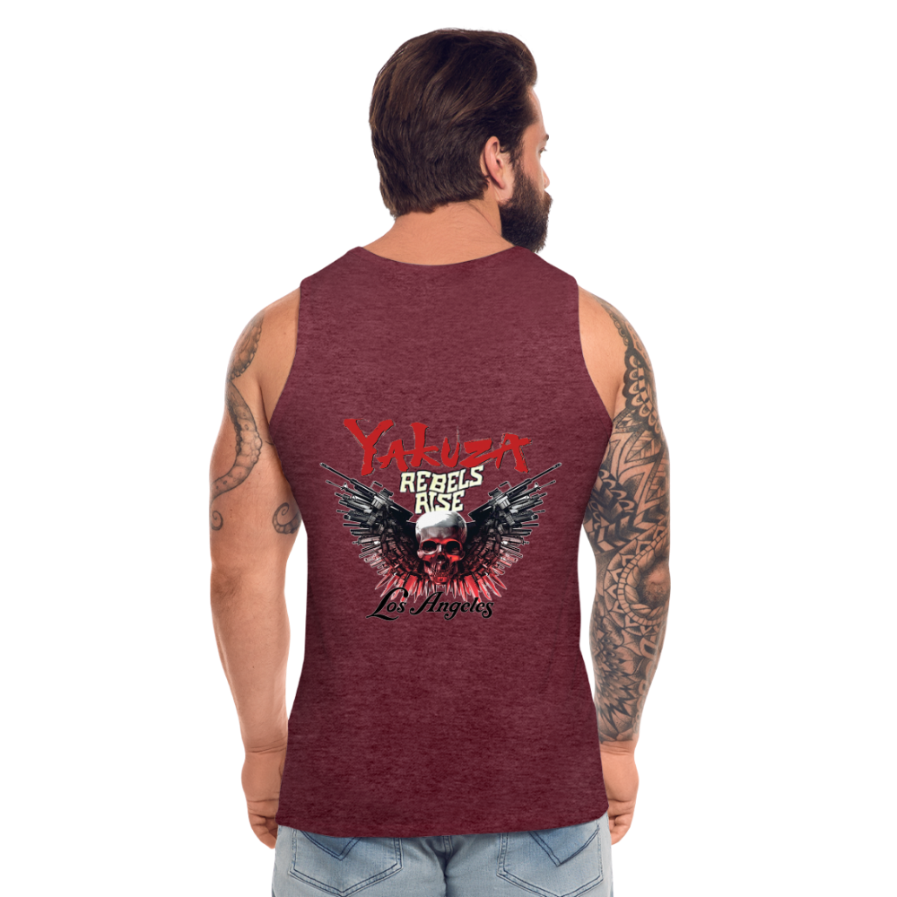 Männer Premium Tanktop T-Shirt Yakuza Muskelshirt Achselshirt - Bordeauxrot meliert