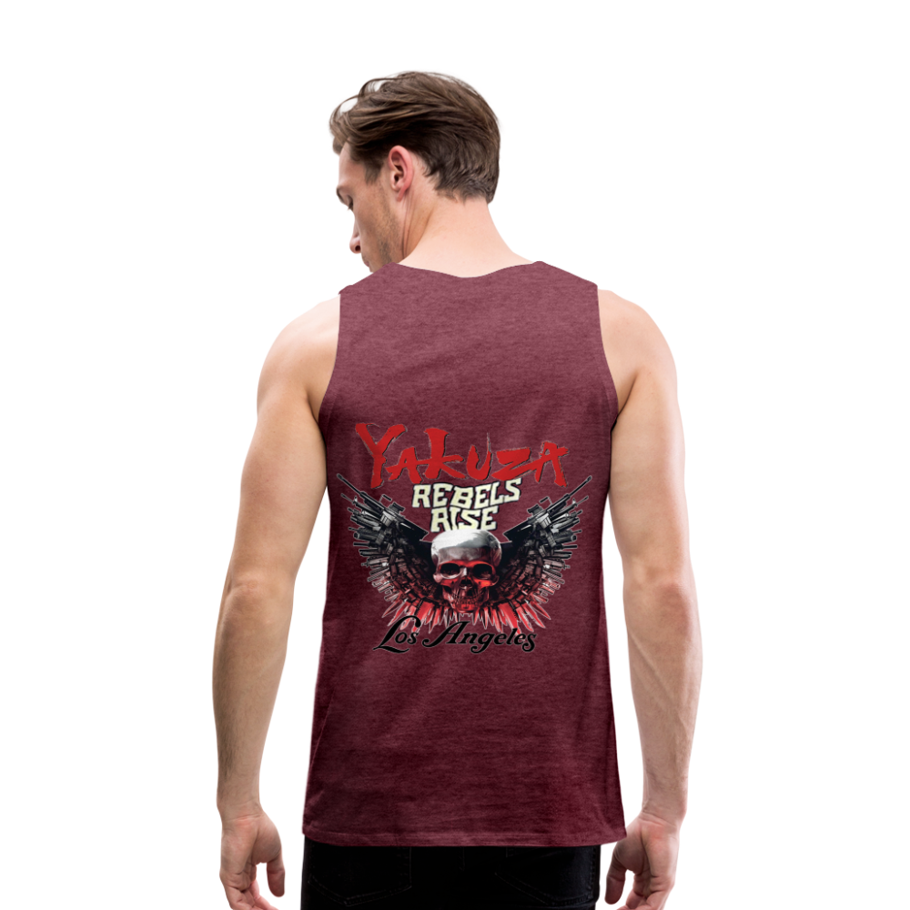 Männer Premium Tanktop T-Shirt Yakuza Muskelshirt Achselshirt - Bordeauxrot meliert