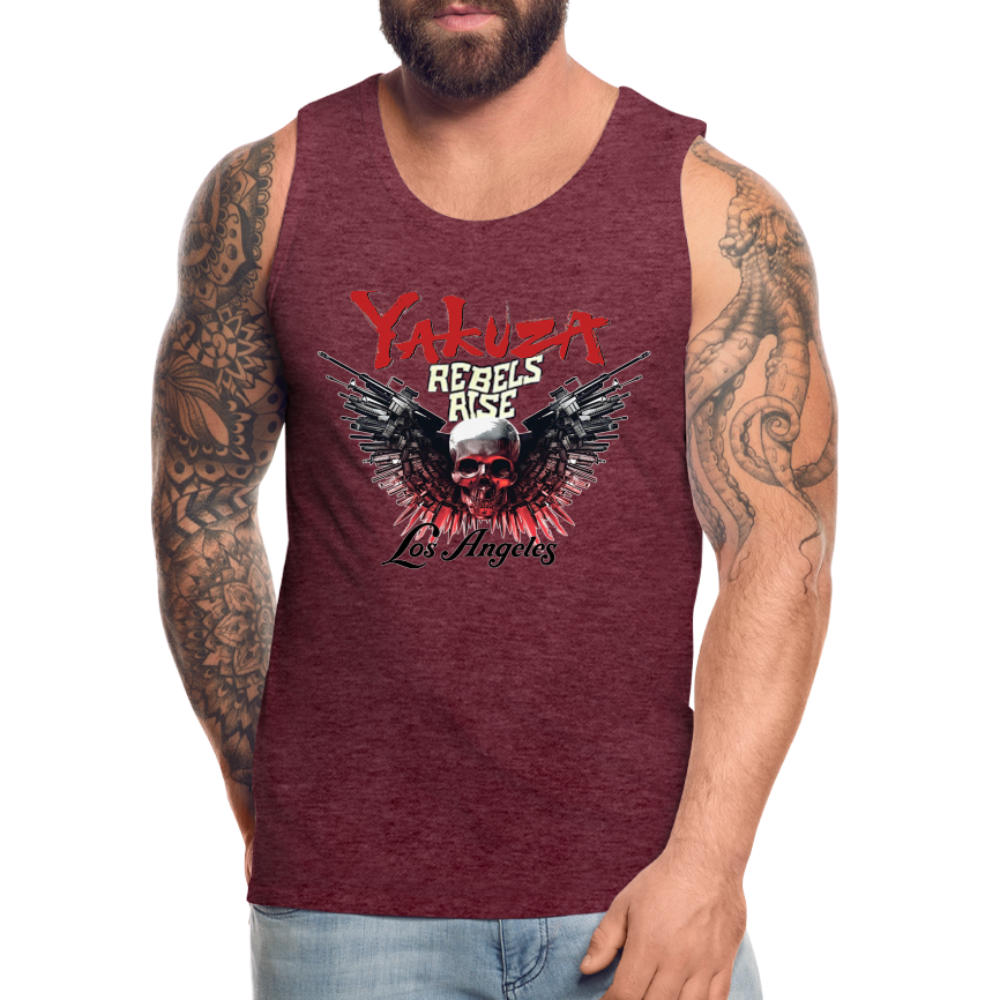 Männer Premium Tanktop T-Shirt Yakuza Muskelshirt Achselshirt - Bordeauxrot meliert