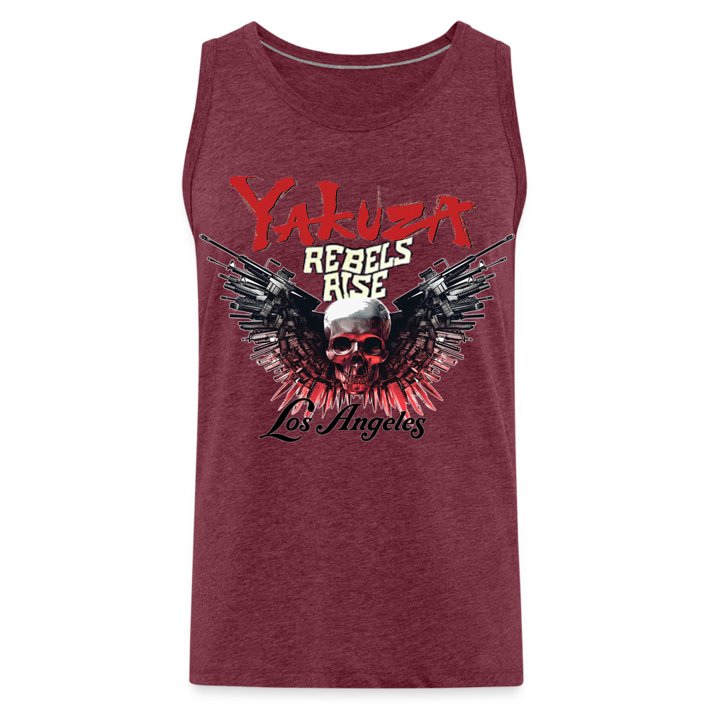 Männer Premium Tanktop T-Shirt Yakuza Muskelshirt Achselshirt - Bordeauxrot meliert