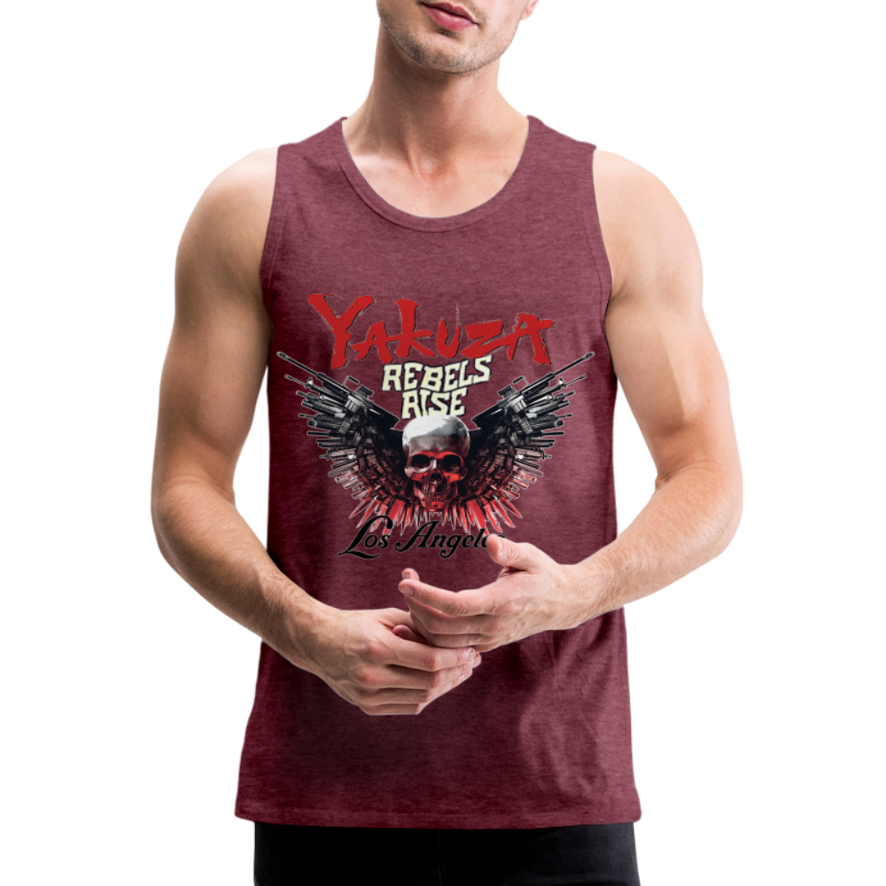 Männer Premium Tanktop T-Shirt Yakuza Muskelshirt Achselshirt - Bordeauxrot meliert