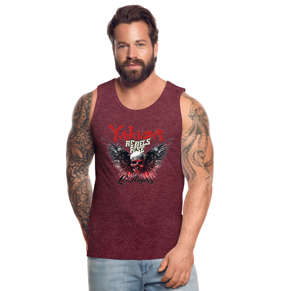 Männer Premium Tanktop T-Shirt Yakuza Muskelshirt Achselshirt - Bordeauxrot meliert