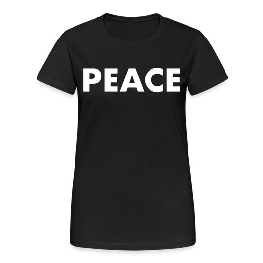 T-Shirt Damen Oberteil Frauen Peace kurzarm Tshirt Baumwolle Rundhals - Schwarz