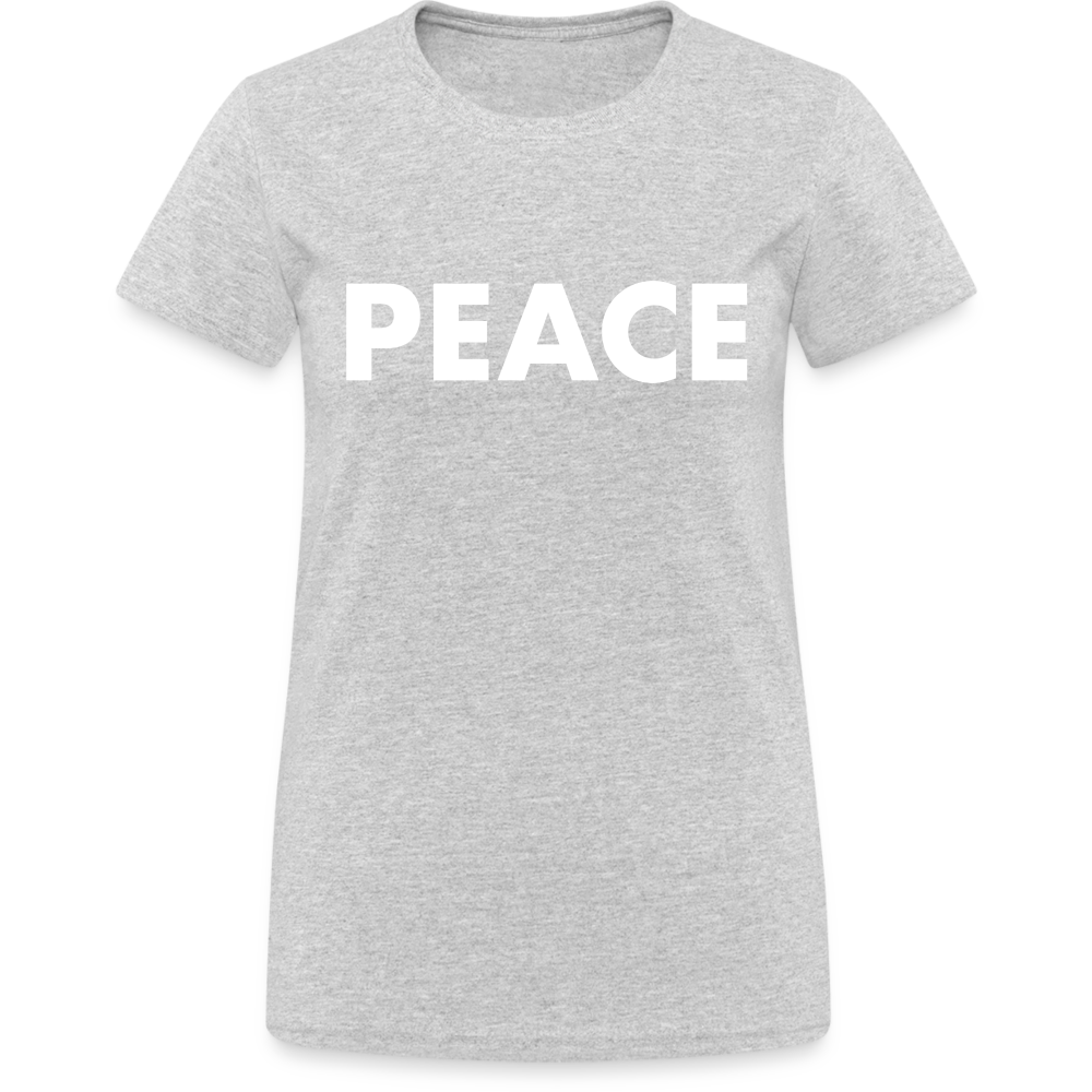 T-Shirt Damen Oberteil Frauen Peace kurzarm Tshirt Baumwolle Rundhals - Grau meliert
