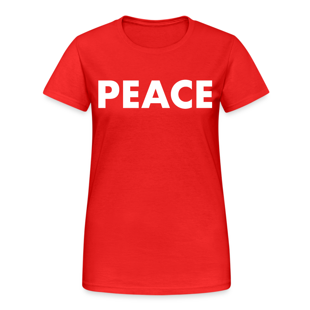 T-Shirt Damen Oberteil Frauen Peace kurzarm Tshirt Baumwolle Rundhals - Rot