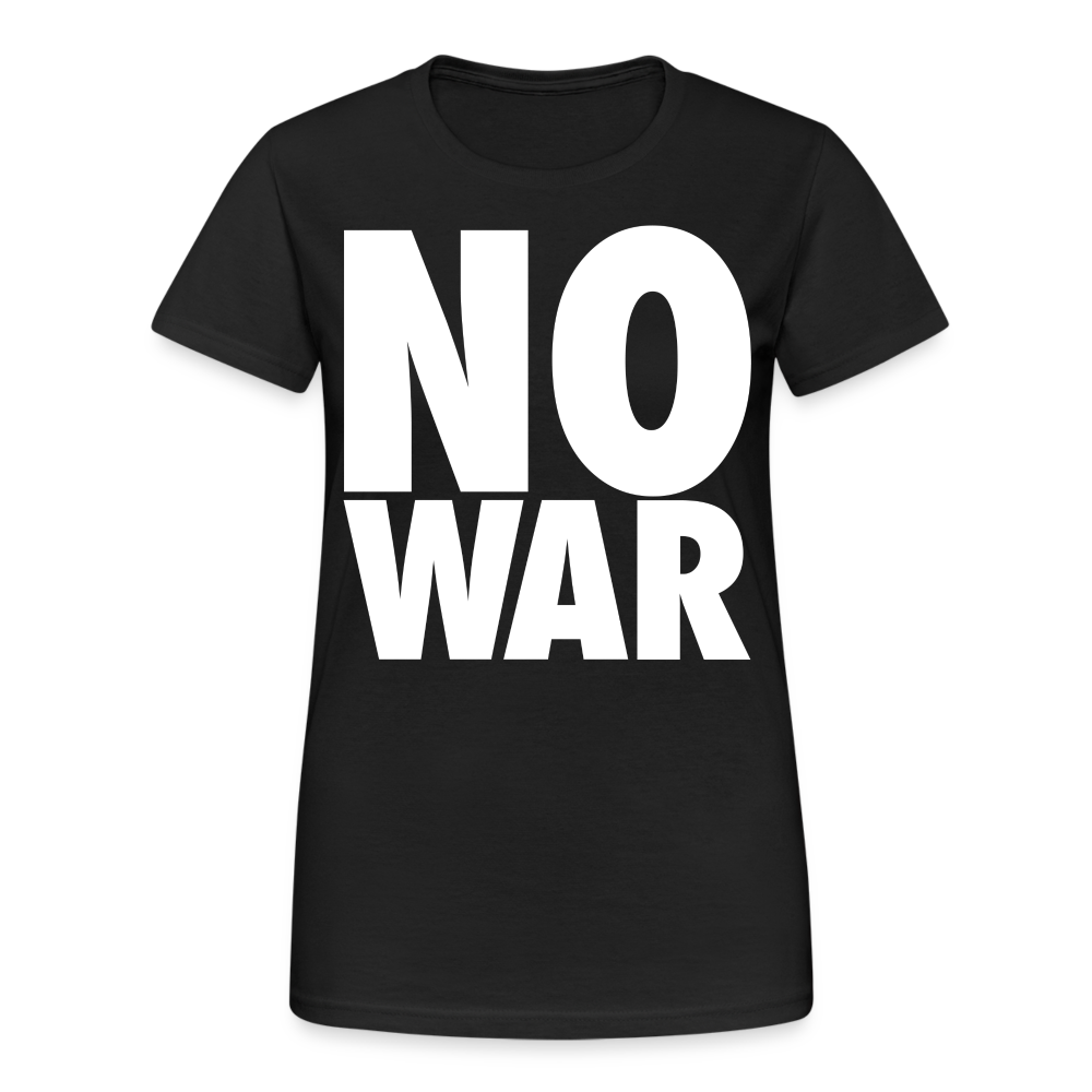 T-Shirt Damen Oberteil Frauen No War kurzarm Tshirt Baumwolle Rundhals - Schwarz