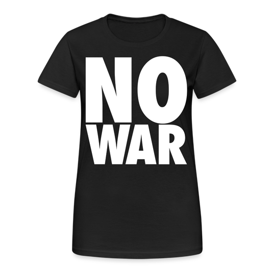 T-Shirt Damen Oberteil Frauen No War kurzarm Tshirt Baumwolle Rundhals - Schwarz