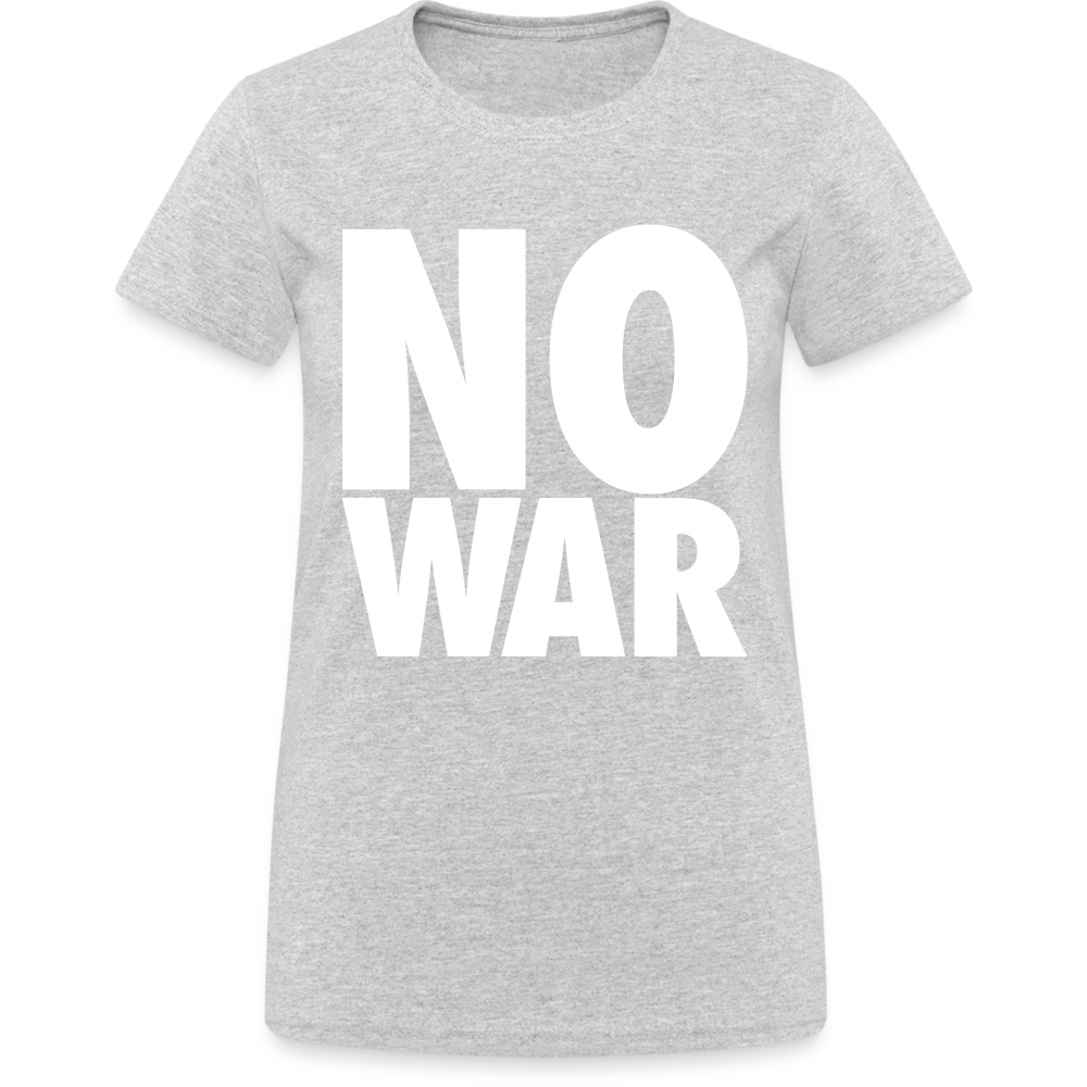 T-Shirt Damen Oberteil Frauen No War kurzarm Tshirt Baumwolle Rundhals - Grau meliert