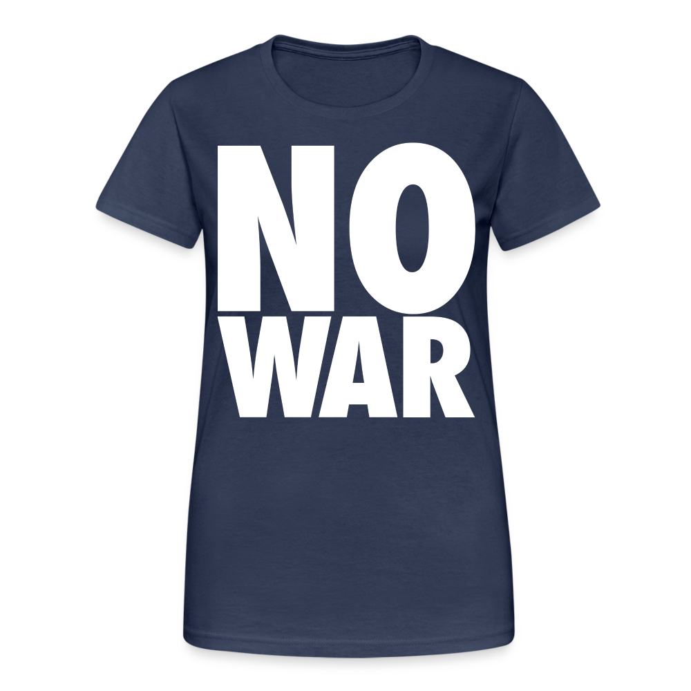 T-Shirt Damen Oberteil Frauen No War kurzarm Tshirt Baumwolle Rundhals - Navy
