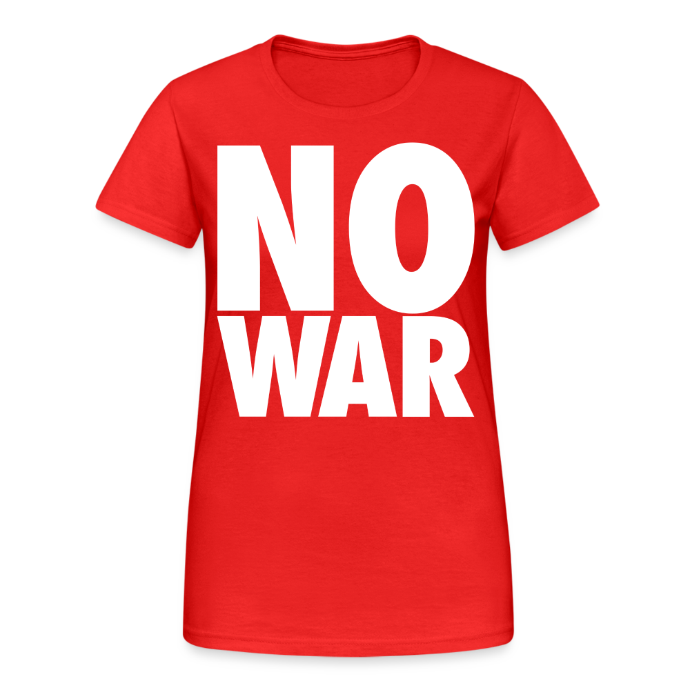 T-Shirt Damen Oberteil Frauen No War kurzarm Tshirt Baumwolle Rundhals - Rot