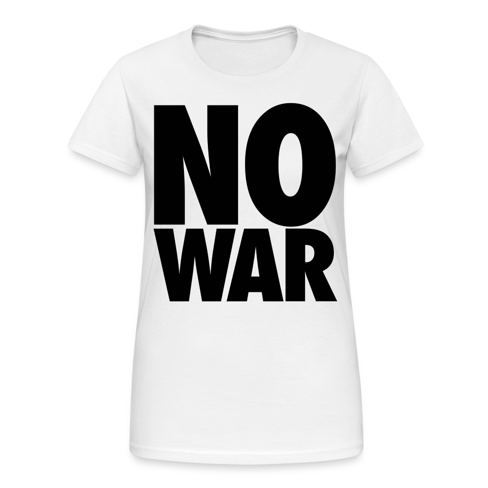 T-Shirt Damen Oberteil Frauen No War kurzarm Tshirt Baumwolle Rundhals - weiß