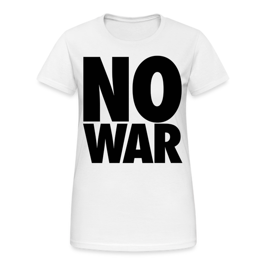 T-Shirt Damen Oberteil Frauen No War kurzarm Tshirt Baumwolle Rundhals - weiß