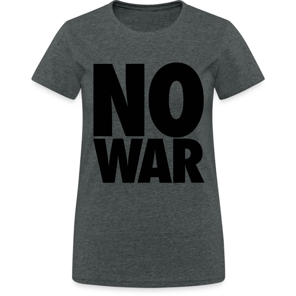 T-Shirt Damen Oberteil Frauen No War kurzarm Tshirt Baumwolle Rundhals - Dunkelgrau meliert