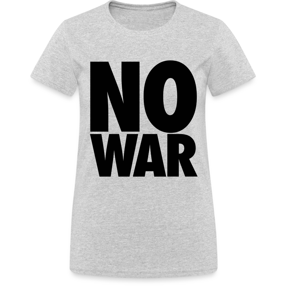 T-Shirt Damen Oberteil Frauen No War kurzarm Tshirt Baumwolle Rundhals - Grau meliert