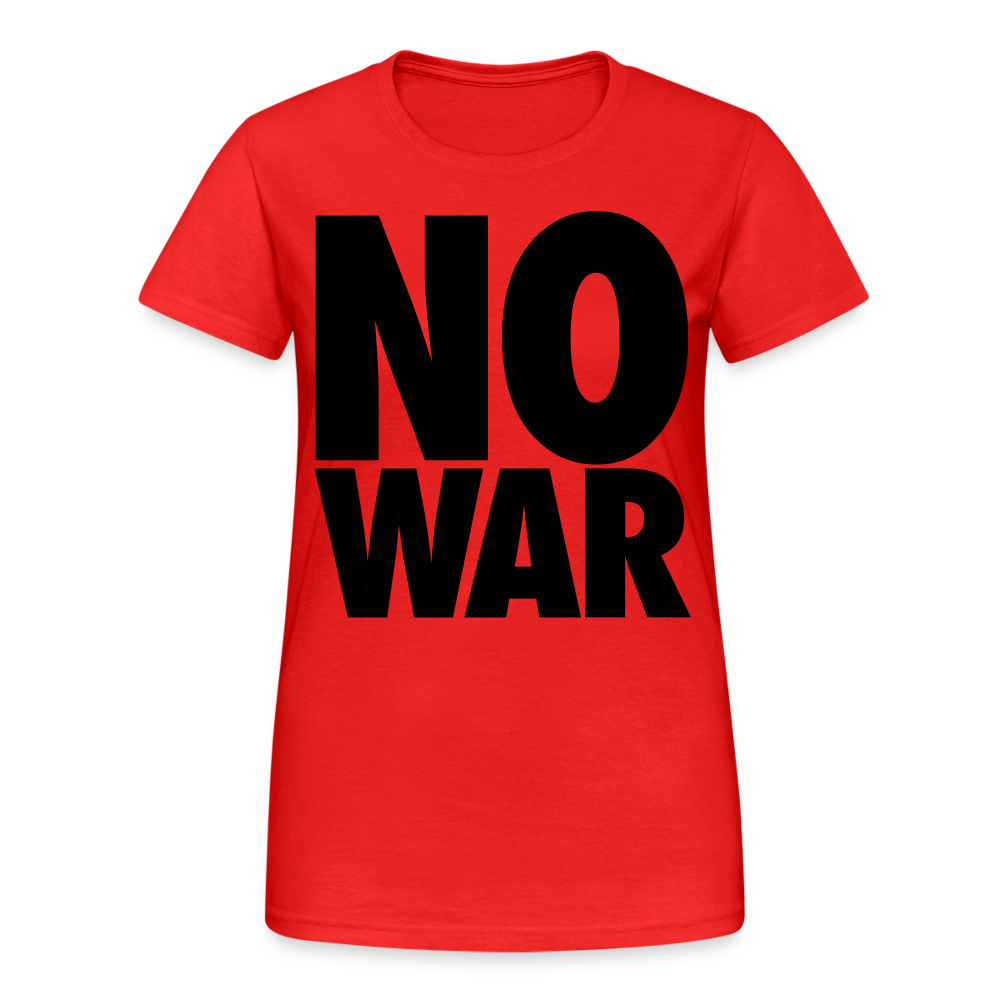 T-Shirt Damen Oberteil Frauen No War kurzarm Tshirt Baumwolle Rundhals - Rot