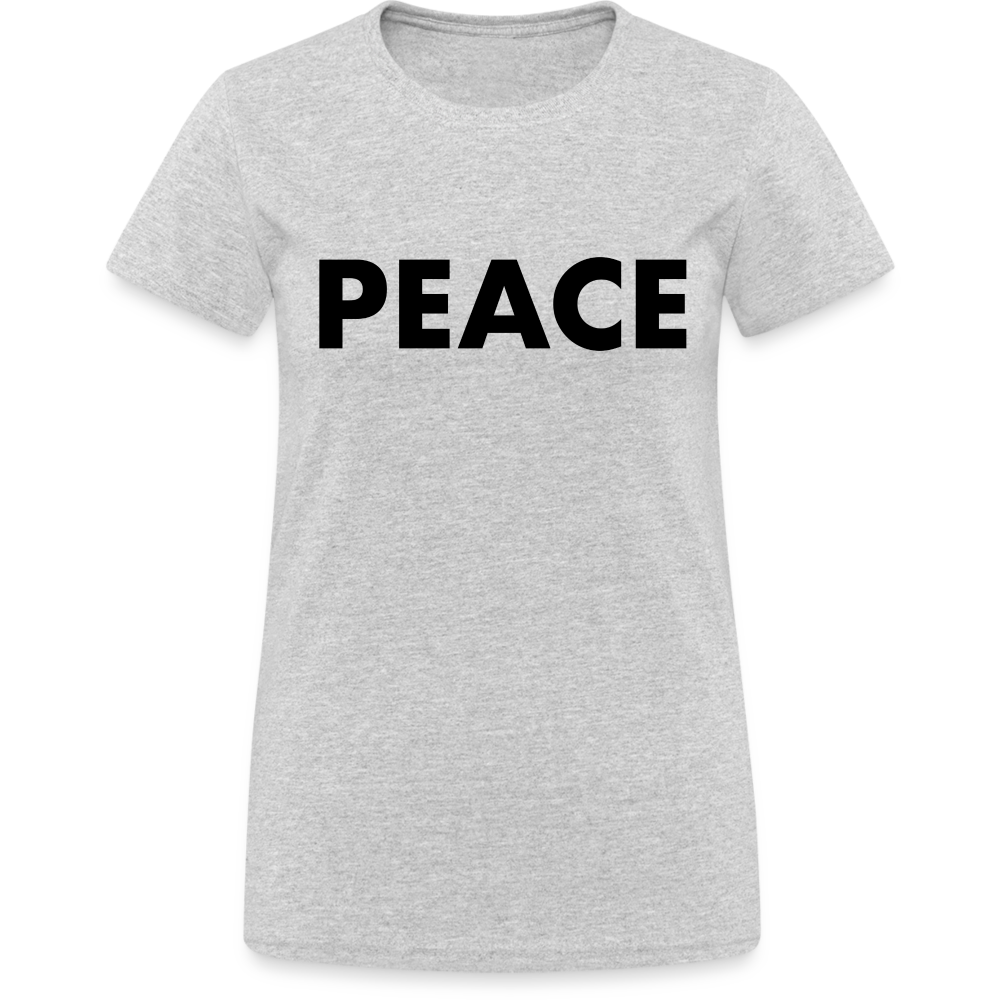 T-Shirt Damen Oberteil Frauen Peace kurzarm Tshirt Baumwolle Rundhals - Grau meliert
