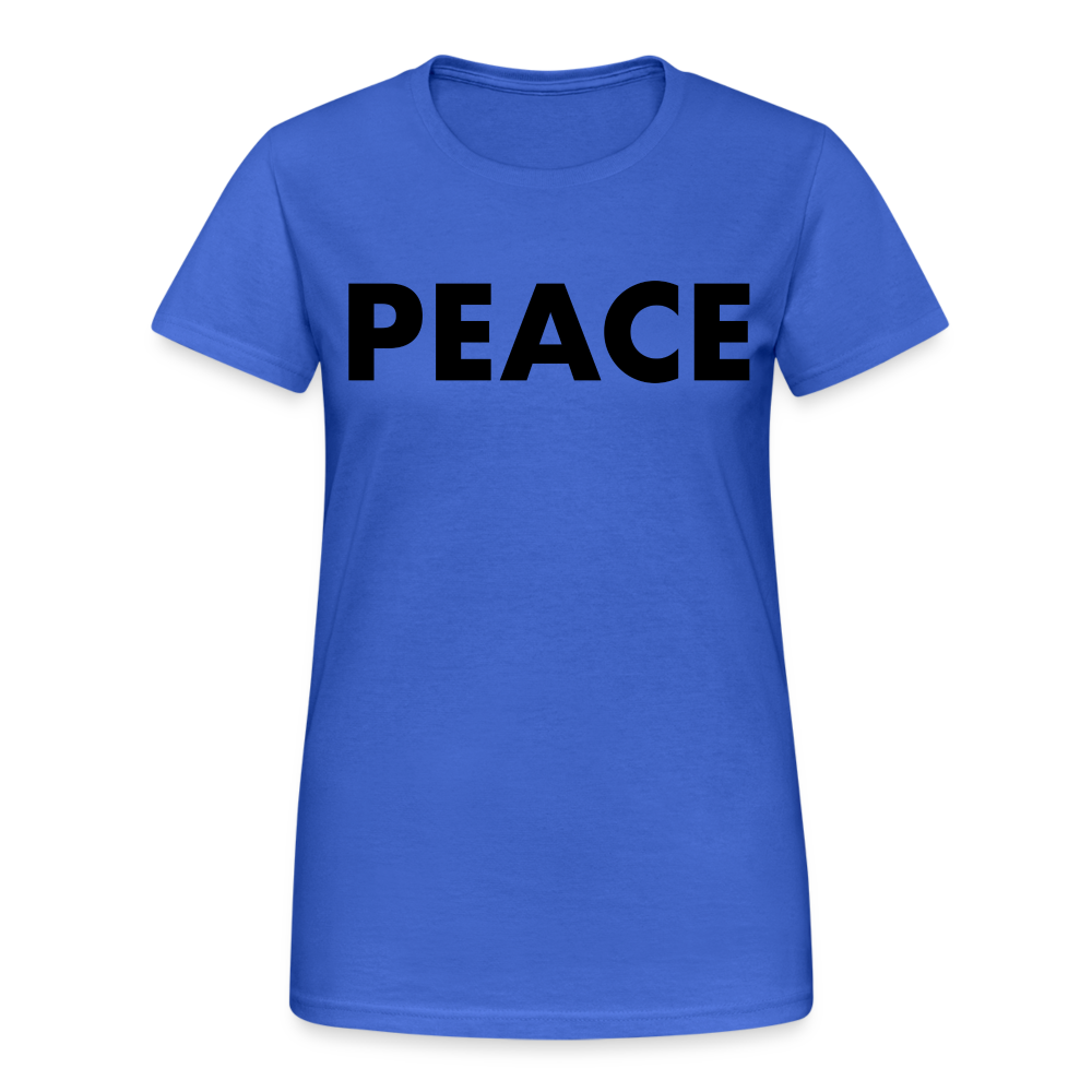 T-Shirt Damen Oberteil Frauen Peace kurzarm Tshirt Baumwolle Rundhals - Königsblau