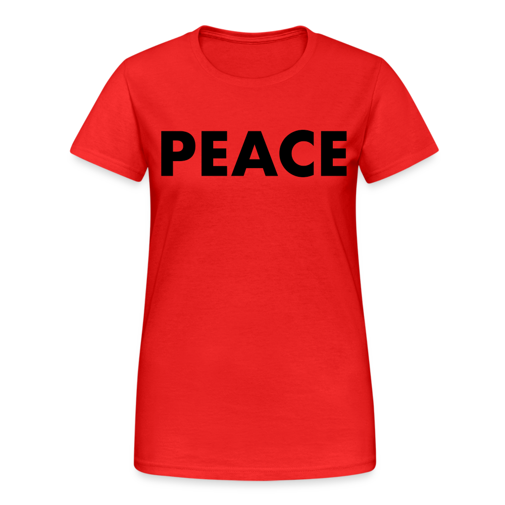 T-Shirt Damen Oberteil Frauen Peace kurzarm Tshirt Baumwolle Rundhals - Rot